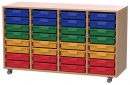 Materialcontainer fahrbar, mit 32 flachen Modulboxen