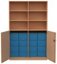 Materialschrank teiloffen, mit 16 hohen Modulboxen