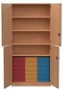 Materialschrank mit 4 T&uuml;ren und 18 flachen Modulboxen