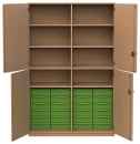 Materialschrank mit 4 T&uuml;ren und 24 flachen Modulboxen