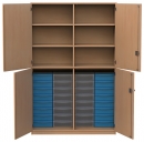 Materialschrank mit 4 T&uuml;ren und 32 flachen Modulboxen