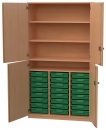Materialschrank mit 4 T&uuml;ren und 24 flachen Modulboxen