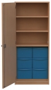 Materialschrank eint&uuml;rig mit 6 hohen Modulboxen