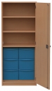Materialschrank eint&uuml;rig mit 6 hohen Modulboxen