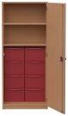 Materialschrank eint&uuml;rig mit 8 hohen Modulboxen