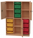 Materialschrank mit 3 flachen u. 9 hohen Modulboxen