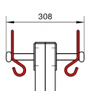Doppelseitige Umkleidebank 100 cm, Garderobenhaken nach vorne offen