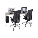quadratischer EDV-Computertisch mit Holzkabelkanal