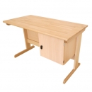 Lehrertisch 130x65x76 cm mit Unterbau rechts, Buche massiv, ge&ouml;lt