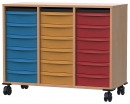Materialcontainer fahrbar mit 18 flachen Modulboxen