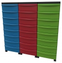 Modulbox-3er Set fahrbar mit 24 flachen Sch&uuml;ben