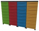 Modulbox-4er Set fahrbar mit 32 flachen Sch&uuml;ben
