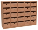 Klassenregal 5-reihig mit 25 Materialk&auml;sten Buche massiv