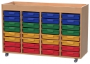 Materialcontainer fahrbar 4-reihigmit 32 flachen Modulboxen